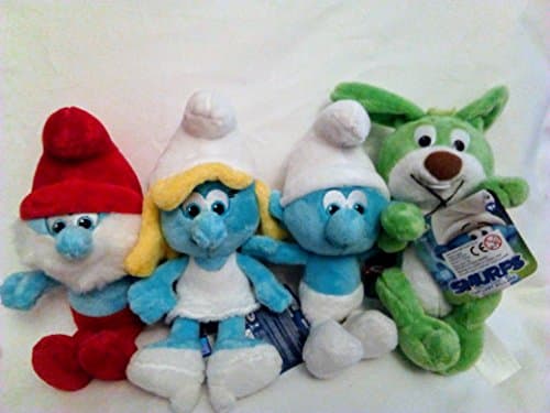 Smurfs plush 4 x 21cm bundle Smurfette -Bucky-Hefty-smurf & Papa smurf