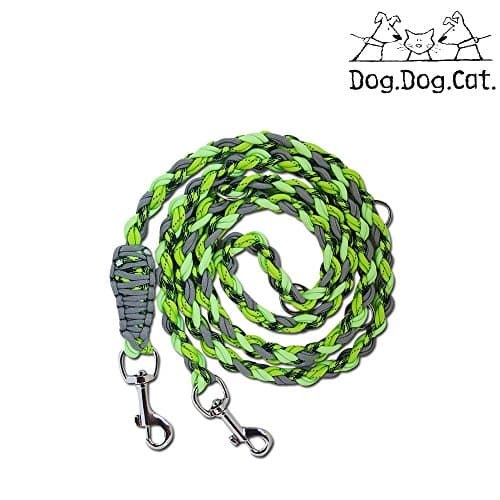 para Cord Double Ended Versatile Hands-Free Dog Walking or Training Leash (6 Foot Adjustable, Lime Green Reflective and Glow in The Dark)