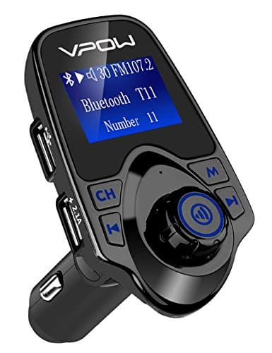 FM Transmitter Bluetooth FM Transmitter for Car VPOW FM Transmitter Car Radio Kit 1.44 Inch Display Dual USB Car Charger Hands Free Calling MP3 Player Micro SD Card and TF Card reader USB Flash Drive