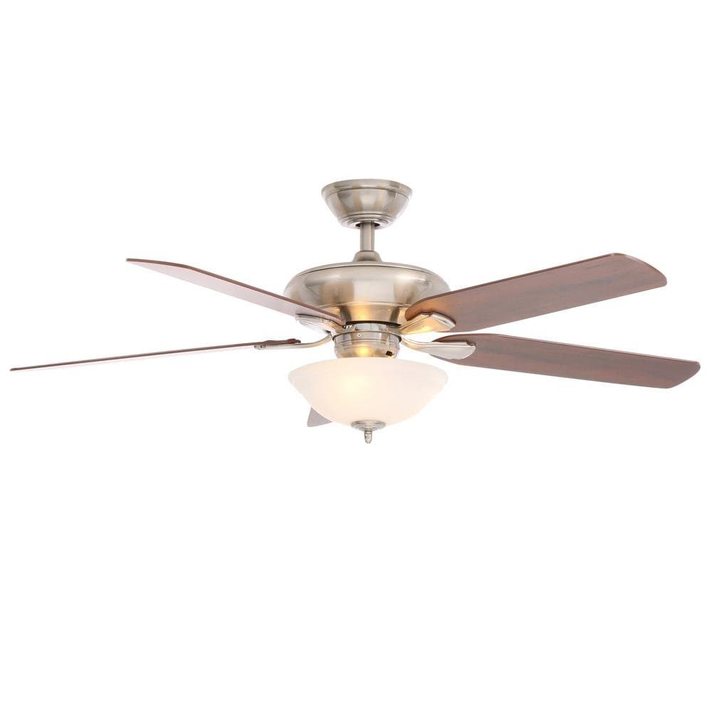 Hampton Bay Flowe 52 in. LED Indoor Brushed Nickel Ceiling Fan with Light Kit and Remote Control