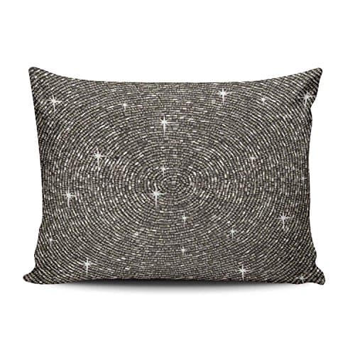 QEQHU Pillow Case White Silver Gray Bling Diamond Glitter Personalized Decorative Pillowcases Unique Grey Throw Pillow Covers Cases Rectangular Boudoir 12x18 Inches