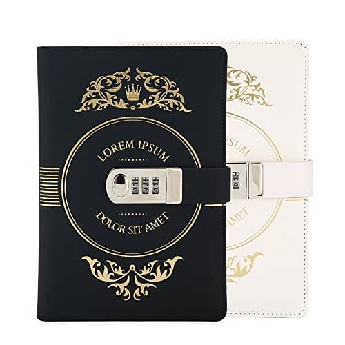 KAIDELIN Simple Color Lock Diary Pu Leather Combination Lock Journal Retro Vintage Lock and Diary 260 Pages Notebook