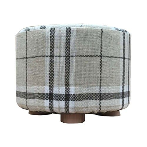 AIDELAI Stool chair Solid Wood Change Shoe Stool Footstool Test Shoe Stool Round Upholstered Footstools 4 Wood Leg Pouffes Stool Fabric Cover Saddle Seat (Color : # 1)