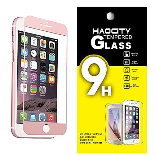 iPhone 6 Screen Protector, HAOCITY Carbon Fiber Full Screen Tempered Glass Protector 3D Curved 0.2mm [Ultra Thin] Edge-to-Edge Complete Coverage Screen Protector for Apple iPhone 6/6S (Rose Gold)