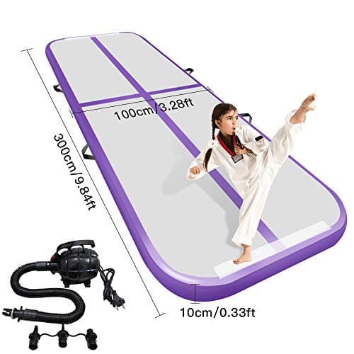 Airacker 9.84ft/13.13ft/16.4ft/19.69ft/23ft/26ft/29ft/33ft/36.ft/39ft Air Track, Tumbling Mat, Inflatable Gymnastics Airtrack Mat, Air Floor Mat with Electric Air Pump