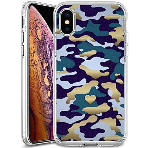 Soft TPU Case for Newly Released iPhone Xs Max, Transparent Clear Lightweight Printed Camouflage Pattern iPhone Xs Max [Latest Model 2018] Cover Case