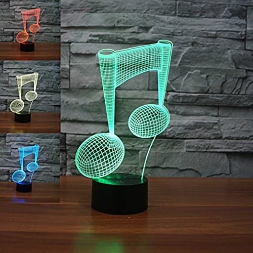 Nightwolf 3D LED Modern Musical Note Night Light 3D LED USB 7 Color Change LED Table Lamp Xmas Toy Gift