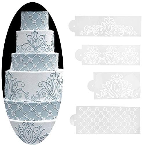 4PCS/Set Plastic Cake Stencil Template Mold Princess Lace Cupcake Cookie Bakeware Fondant Cake Decoration Tools