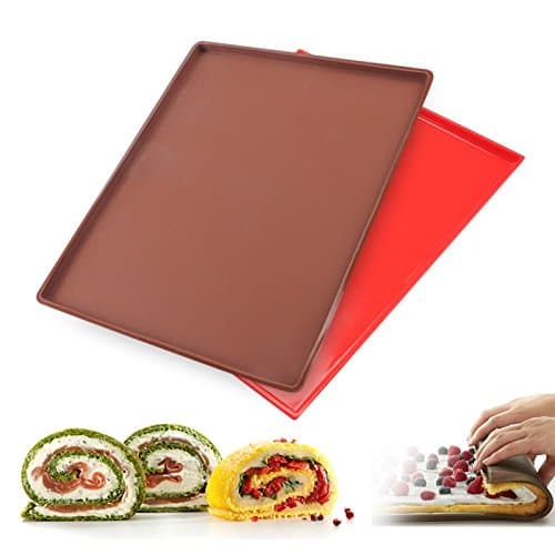 Baking Mat, Swiss Roll Cake Roller, Haranges Non-stick Silicone Oven Mat Cake Roll Mat Baking Mat Functional Baking Macaron Cake Pad Swiss Roll Pad Bakeware Baking Tools (Random) Pack of 1