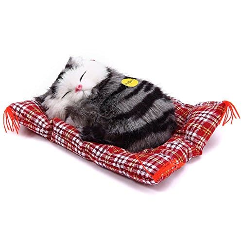 HY7 Creative Sleeping Cat Plush Stuffed Toy Press Simulation Sound Animal Doll