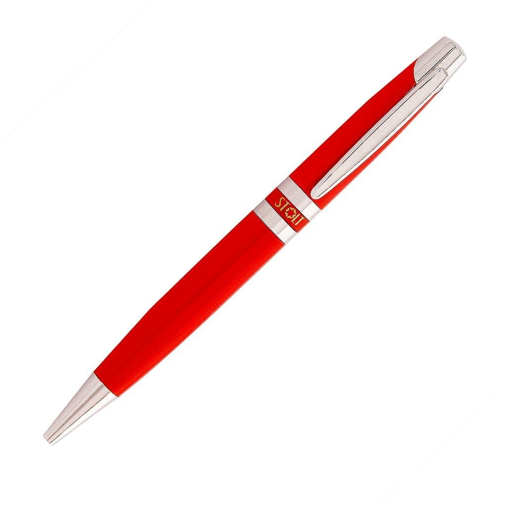 STOLT Ample Ball Point Pen, Smooth and Glossy Finish/Comfortable Grip While Writing/Ideal for Office/Personal Writing (Ink-Blue/Body Color - Red)