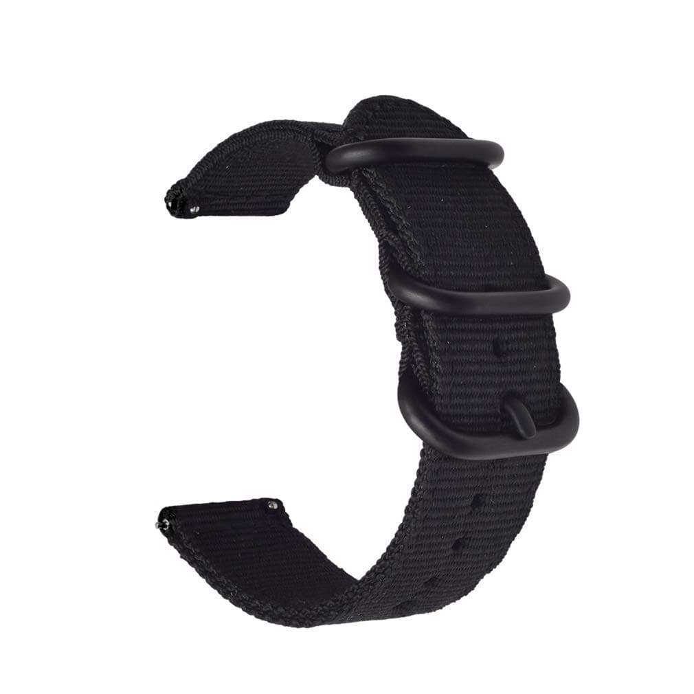 Quick Release 2 Pieces NATO Watch Band Thick Nylon Strap Black Buckle