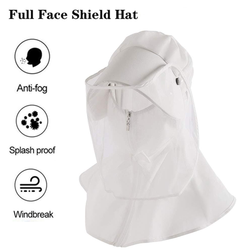 Full Face Shield Mask Hat, Safety Protective Visor Cap, Detachable Wide Brim Bucket Hat for Adult and Kids, Anti-Fog Anti-saliva Anti-Spitting Hat Cover Outdoor Fisherman Sun Hat