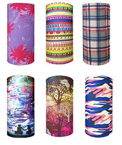 6pc Tube Headband Set Biker Motorcycle Face Shield Guards Assorted Seamless Outdoor Sport Bandanna Headwrap Scarf Wrap