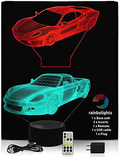 Night Light for Kids - Premium 3D Illusion Night Light Set - 2 Amazing Sports Car Designs in 1 Box - 7 Color with USB…