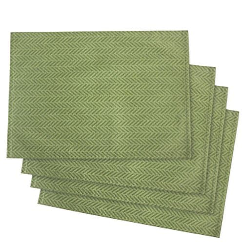 Cleib herringbone pattern and water-repellent mats 4 piece sets about 32x45cm green FS006