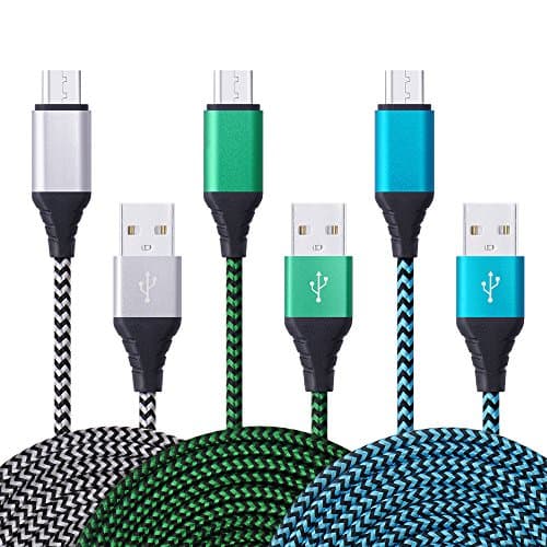 Micro USB Charger, CCLV Premium [3-Pack] 6FT Nylon Braided High Speed USB 2.0 A Male to Micro B Data Sync &amp; Charger Cables for Samsung Galaxy S6 Edge, S7 Edge, Note 5, HTC, Sony, Nokia, LG and More