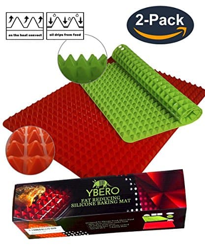 Silicone Pyramid Baking Mat | Fat Reducing | 2 pcs Red and Green | 16" x 11.5" (Red Green)