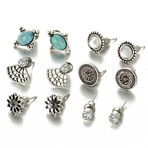 Cute Earring Sets Super Value 6 Pairs Set Round Square Ball Stud Earrings For Women Best Friend Gifts