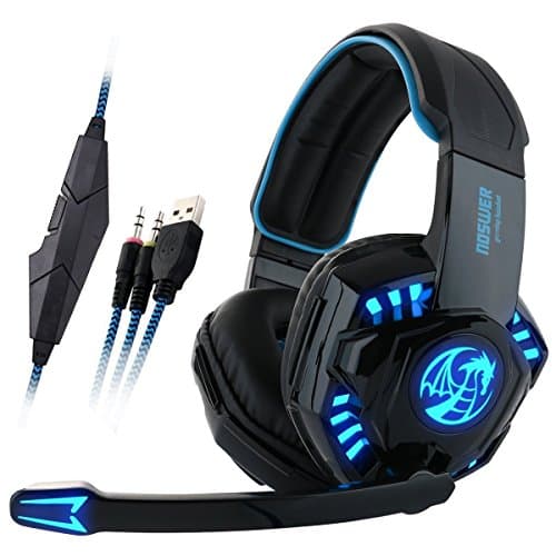 [New Version] NOSWER I8 3.5mm Wired Stereo Gaming Headset,LED Lighting Over Ear Headband Headphone with Microphone for PC Computer Laptop