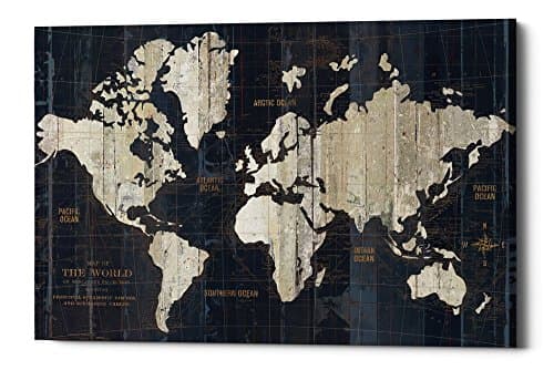 Epic Graffiti Old World Map Giclee Canvas Wall Art by Wild Apple Portfolio, 40 in x 60 in, Blue