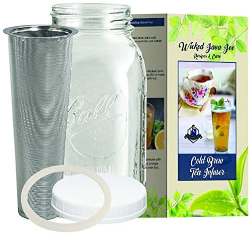 6 c Cold Brew Iced Tea Infuser Brewer - Make Amazing Ice Tea with This 2 Qt. Ball Mason Jar and Stainless Steel Filter, Dishwasher Safe