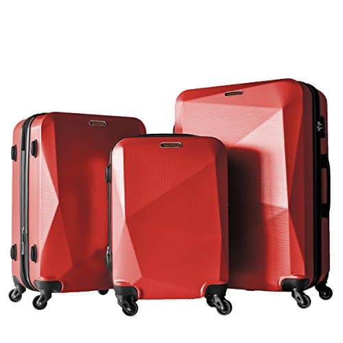 3 Piece Luggage Set Durable Lightweight Hard Case Spinner Suitecase LUG3 HD1629 DARK RED