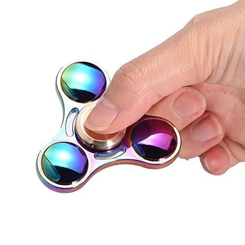 Top Spinner Rainbow Brass Tri-Spinner EDC Fidget Hand Spinner Focus Toy Fingertip Gyro+Fidget Hand Spinner Case