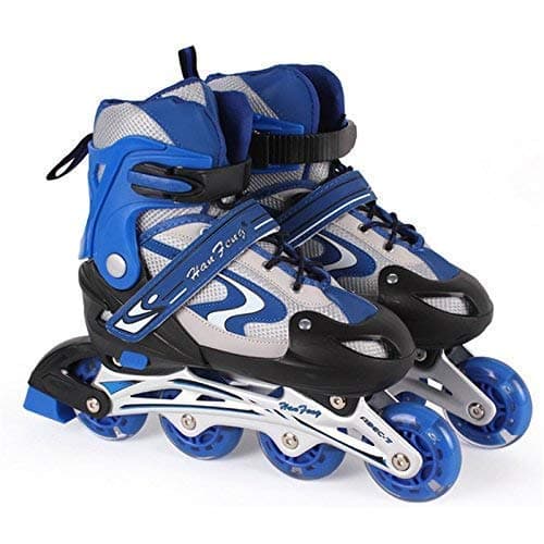 Tabu Toys Adjustable 4 Wheels Inline Roller Skates Size Medium/High Quality Adjustable Inline Skates for Kids (Blue)