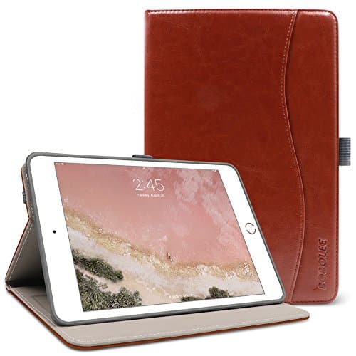 iPad Mini 4 Case,BOBOLEE Vintage Folio Flip Leather Case with Stand Feature, Smart Cover Auto Sleep / Wake Function for Apple iPad Mini 4, 7.9 inch Apple Tablet (Brown)