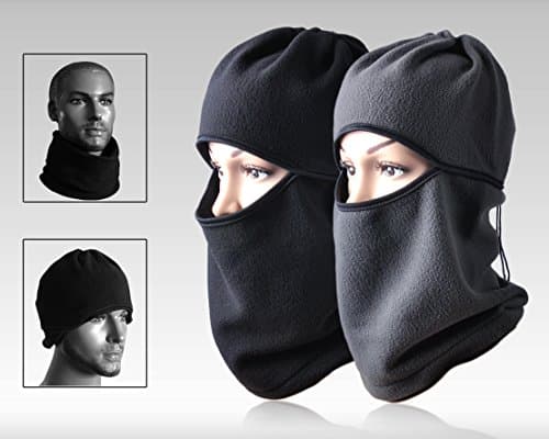 MGOutdoors Lightweight Micro Fleece Full Face Drawstring Balaclava (2 Pack) - Cold Weather, Camping, Hiking, Skiing, Paragliding