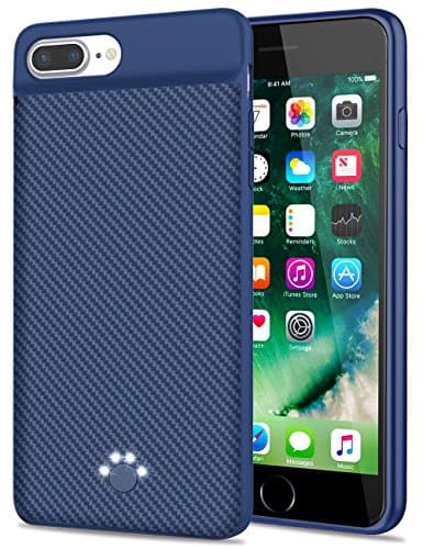Emishine [Upgraded] iPhone 8 Plus/7 Plus Battery Case, 4000 mAh Ultra Slim Rechargeable External Battery Portable Power Charging Case for iPhone 8 Plus/7 Plus/6 Plus/6S Plus(5.5-Blue)