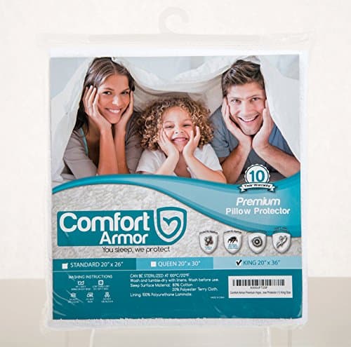 Comfort Armor Pillow Protector King Size Premium Hypoallergenic Bed Bug Proof Zippered Qty 1