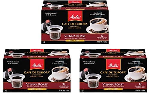 Melitta Single Cup Coffee for K-Cup Brewers, Cafe de Europa 12 Count (Pack of 3) (Vienna Roast)