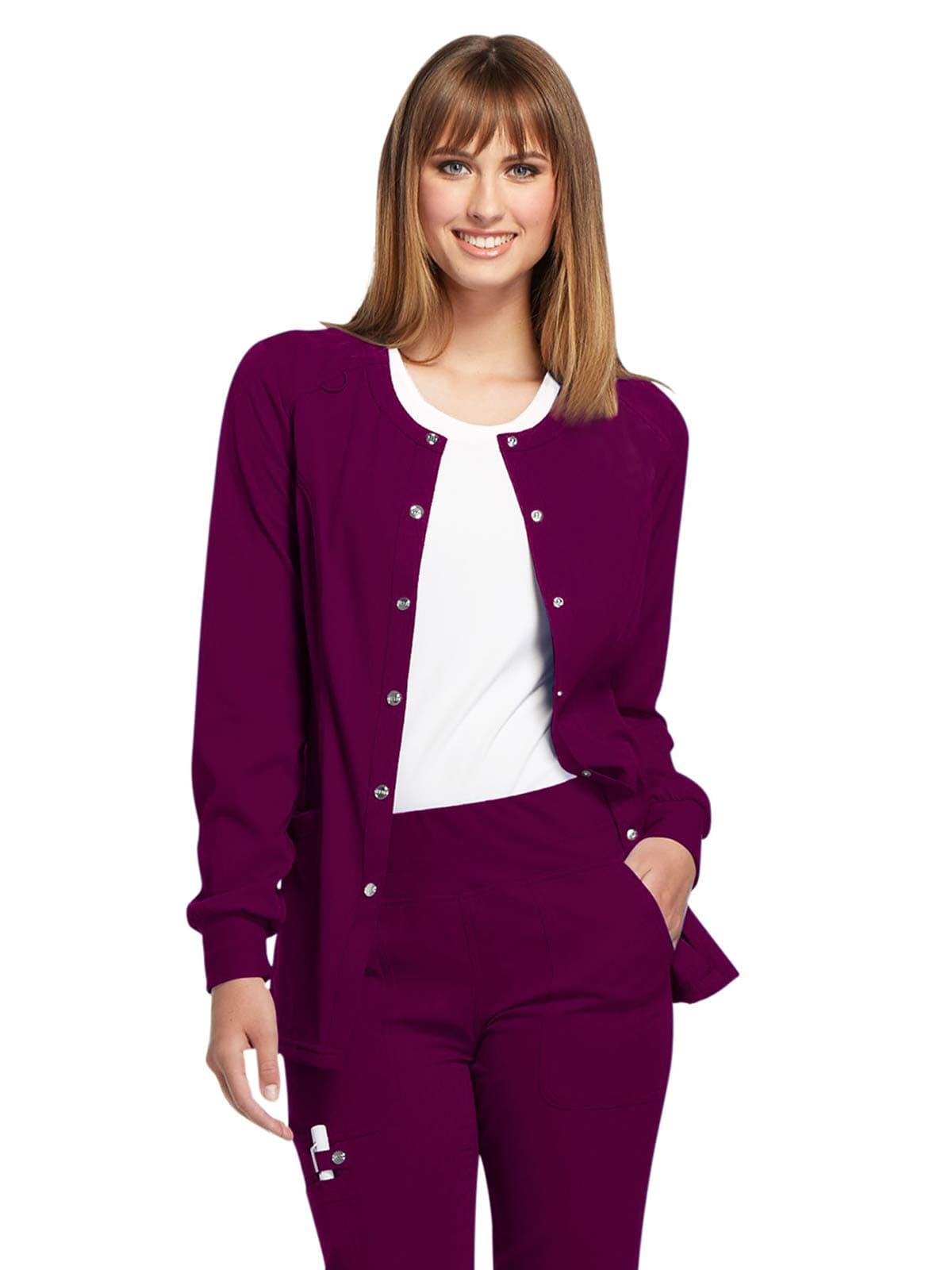 Elle Simply Polished Snap Front Warm-up Jacket