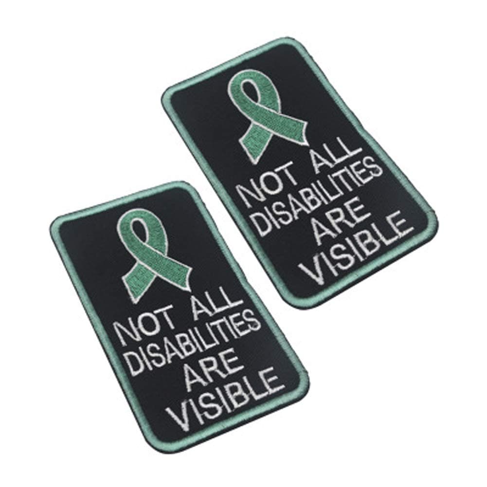 2Pc Not All Disabilities are Visible Vests/Harnesses Service Dog Emblem Embroidered Fastener Hook & Loop Patch