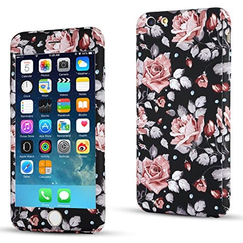 iphone 6 Case,Okloy iphone 6s 360 full Body Protective Case Hard Slim 3D Embossment Pattern Matte Case Cover with Tempered Glass Screen Protector for iphone 6 6s 4.7" …