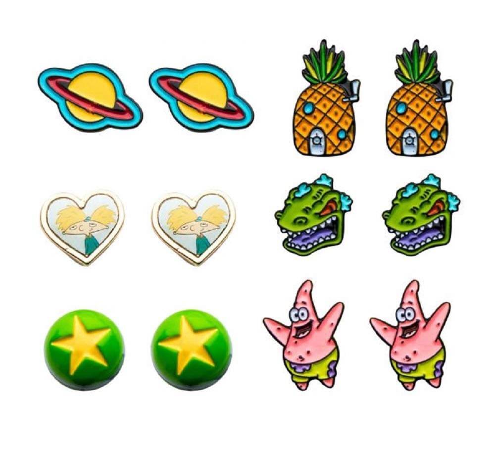 Nickelodeon Characters, Officially Licensed Premium Quality Stud 6pcs Earrings Set
