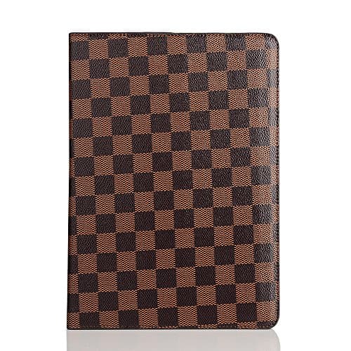 Case for iPad Pro 9.7 inch Luxury Decent Check Leather Folio Flip Stand Auto Sleep/Wake Hard Case For iPad Pro 9.7" 2016 Released (Pro 9.7-Brown)