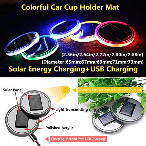 (Pack of 2)2018 2017 Mitsubishi lancer eclipse can am outlander lancer galant asx pajero sport FORTIS eclipse cross accessories Solar Energy LED For Cup Decoration Lights (Size(2.64in=67mm))