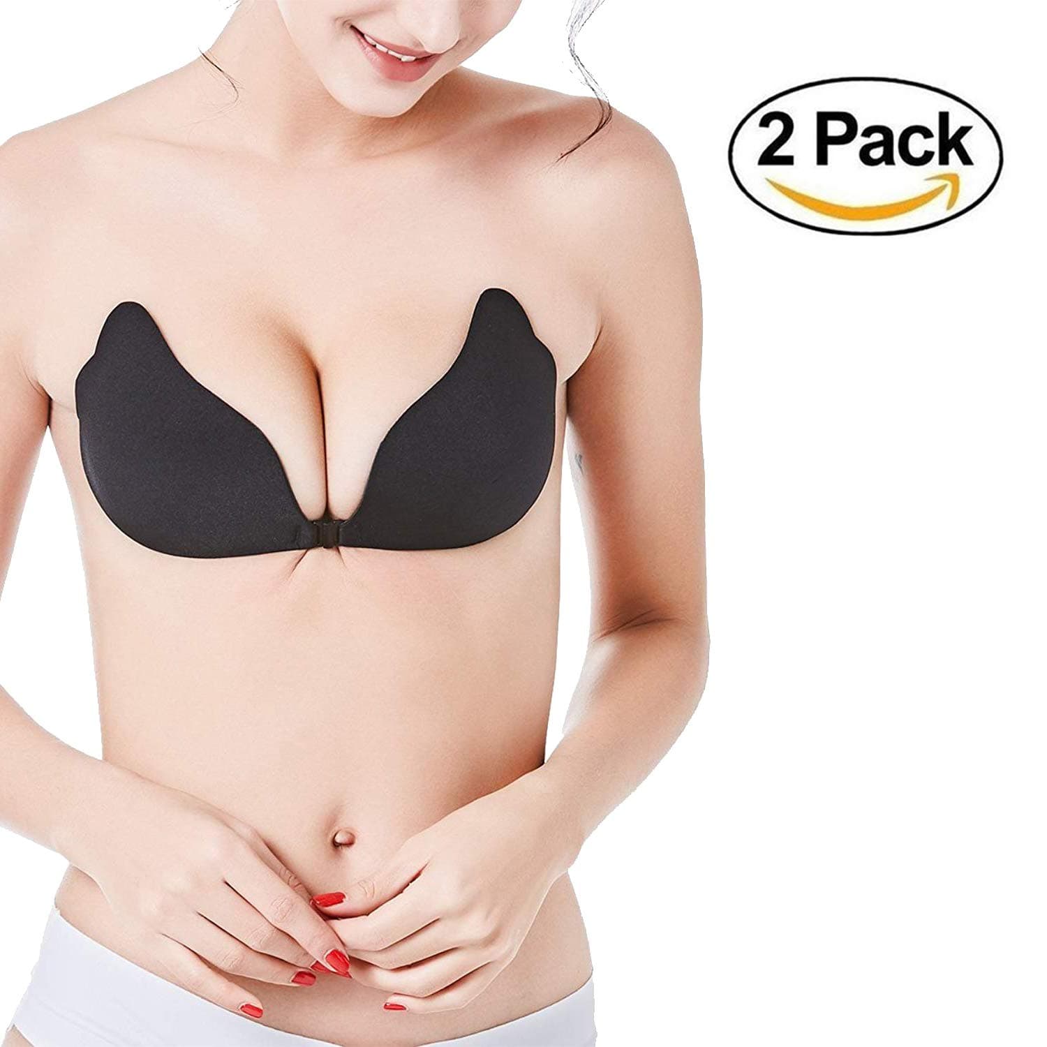 AUBANA 2-Pack Self Adhesive Bra Strapless Seamless Push Up Silicone Padded Invisible Bra (A)