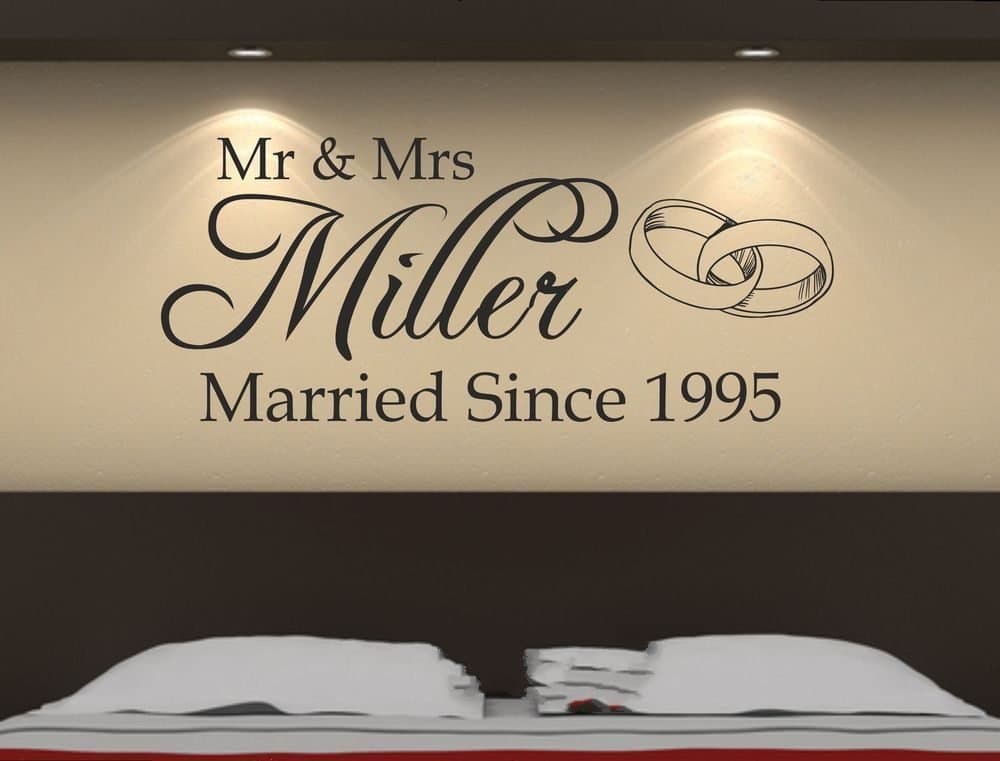 Beautiful Custom-Made Personalized Mr&Mrs Wedding Romantic Wall Sticker Decal Removable Bedroom Art Vinyl Decor Decoration