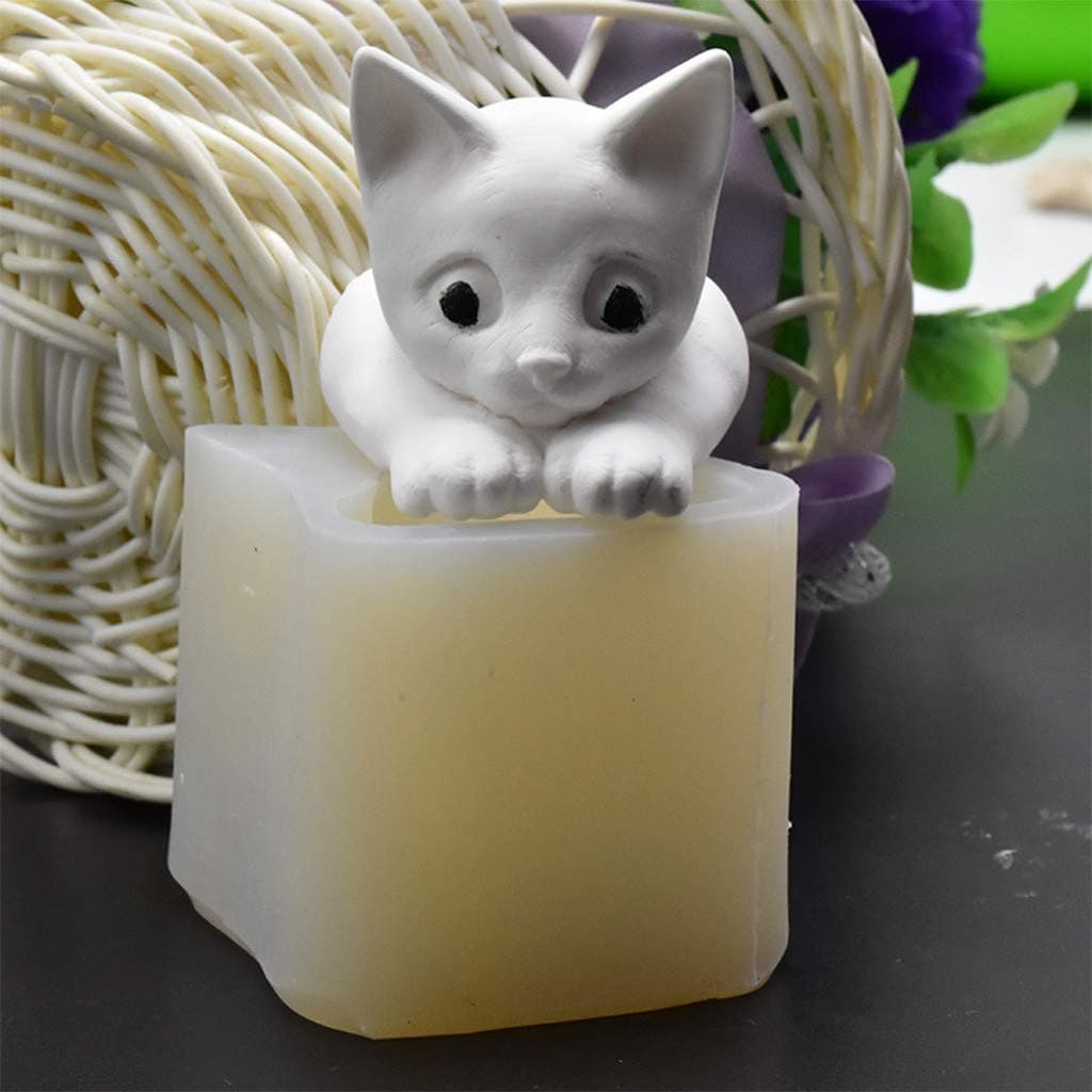 jieGorge Easter, Cake MouldCat Pattern Silicone Mold Fondant Cake Decor Tool Chocolate Mold MouldSilicone, White