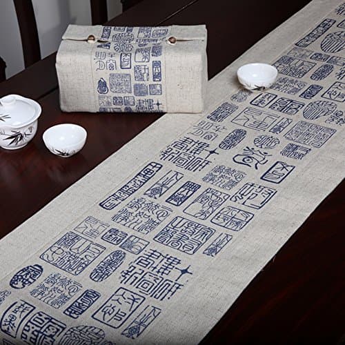 TRE Linen table runner/Chinese style classic table runner/Chinese-style table runner/ modern flag fabric bed-B 33x200cm(13x79inch)