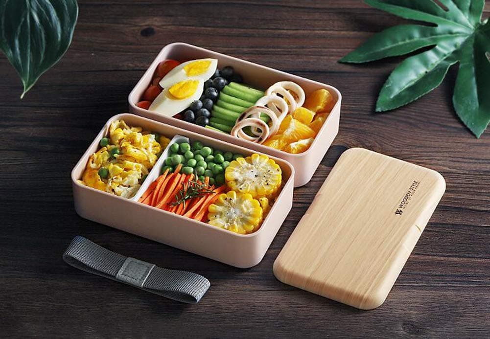 oofay Lunch Box Burger Boxes Double Plastic Insulation Box with Separate Containers Durable And Useful,Pink