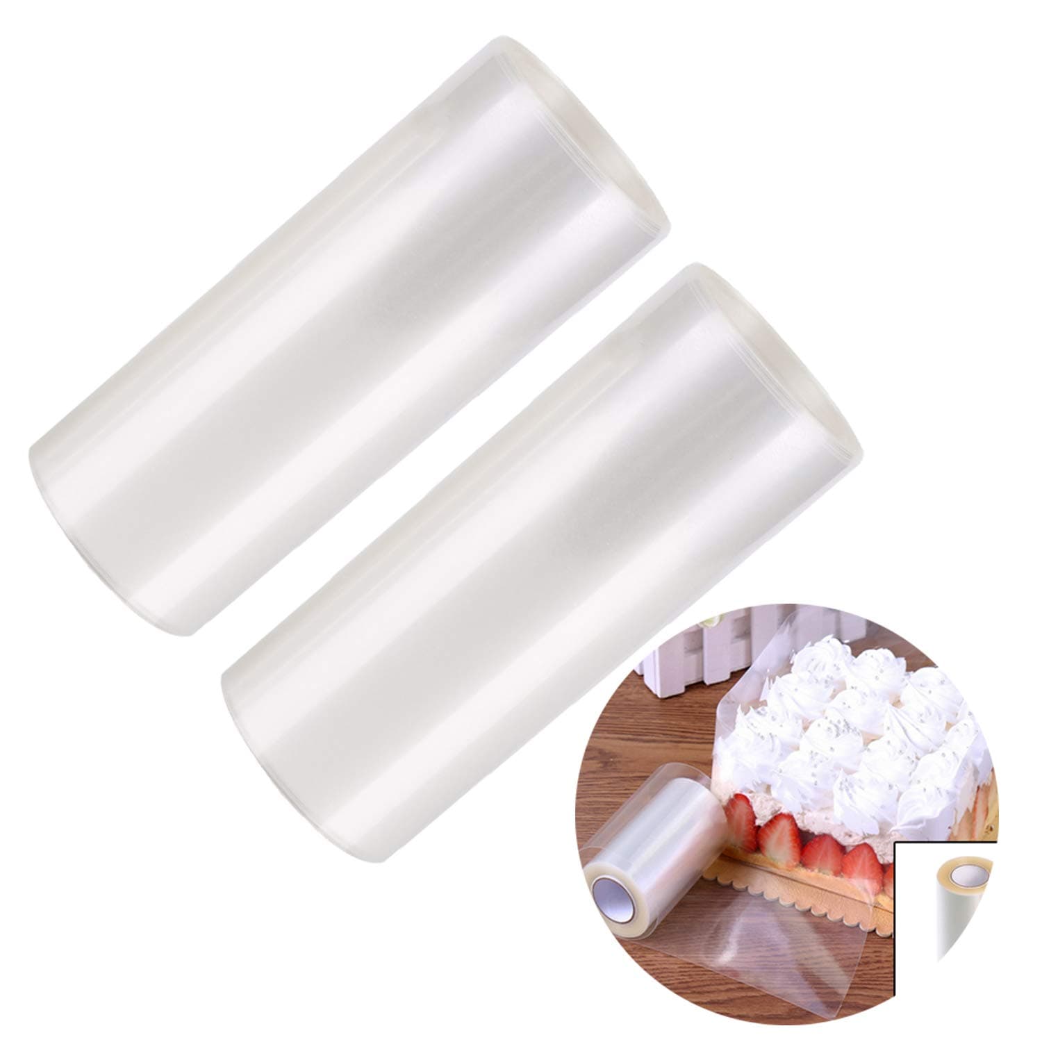 2pcs Cake Collars 4 x 394inch, Clear Cake Strips, Mousse Cake Decorating Acetate Sheet, Transparent Cake Rolls for Chocolate Mousse Baking, Cake Decorating.