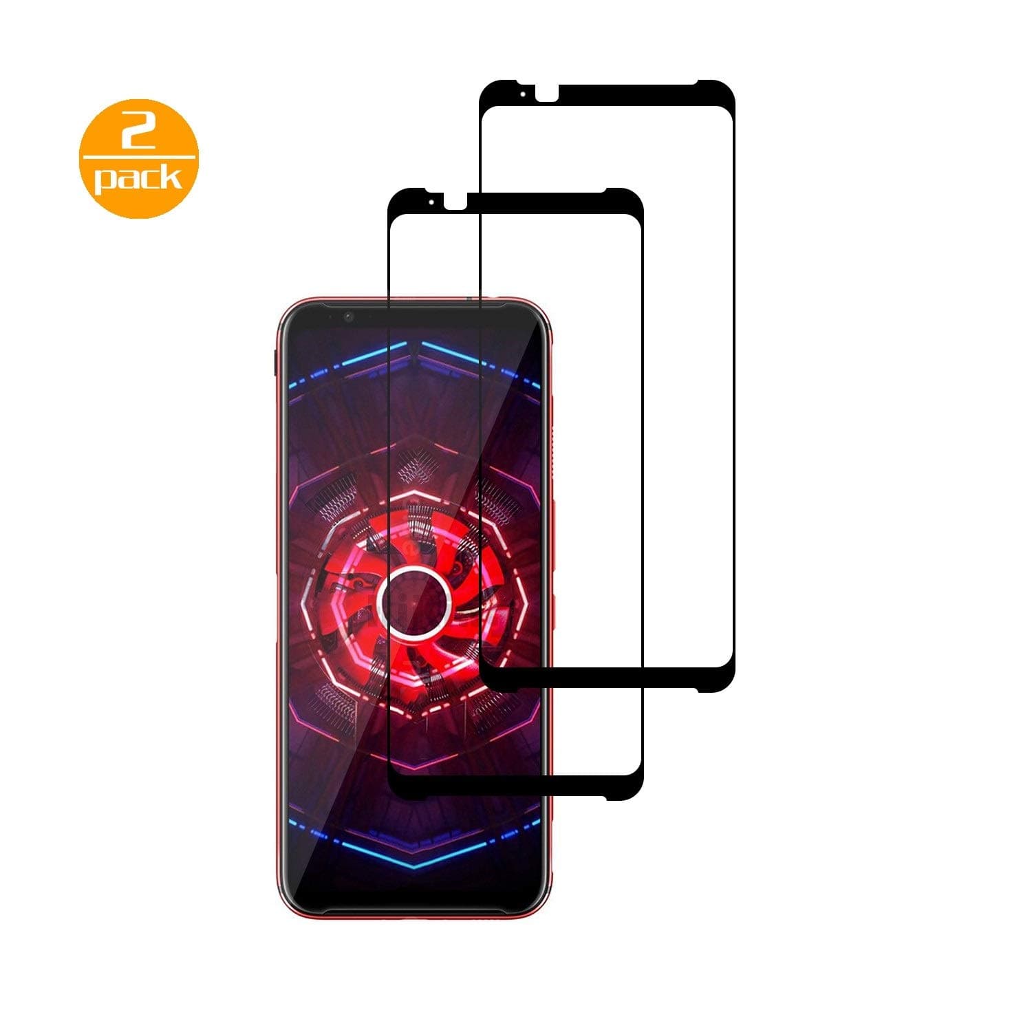 Full Coverage Screen Protector for Nubia Red Magic 3, [2 Pack] Film Protector 9H Hardness Anti-Scratch No-Bubble Tempered Glass for Nubia Red Magic 3 - Black