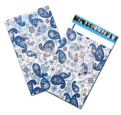 6" x 9" Designer Series -FLAT Poly Mailers, Self Sealing Envelopes (400, Blue Paisley)