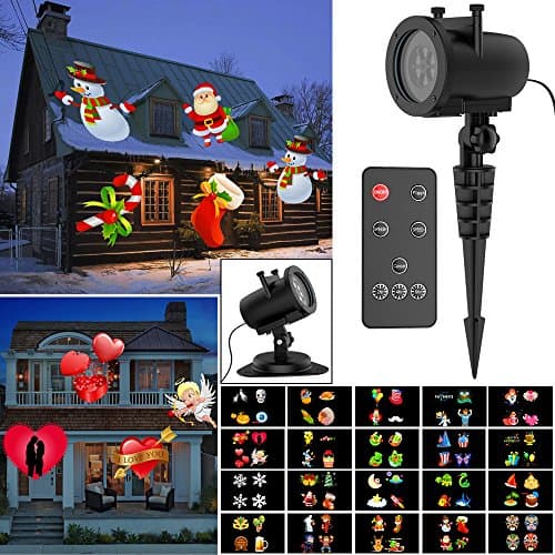 Christmas Projection LED Lights, Dynamic Wireless Remote Control 20 Pattern Slides Waterproof IP65 for Thanksgiving Christmas Halloween Other Holiday Celebrations Landscape Spotlight Lighting