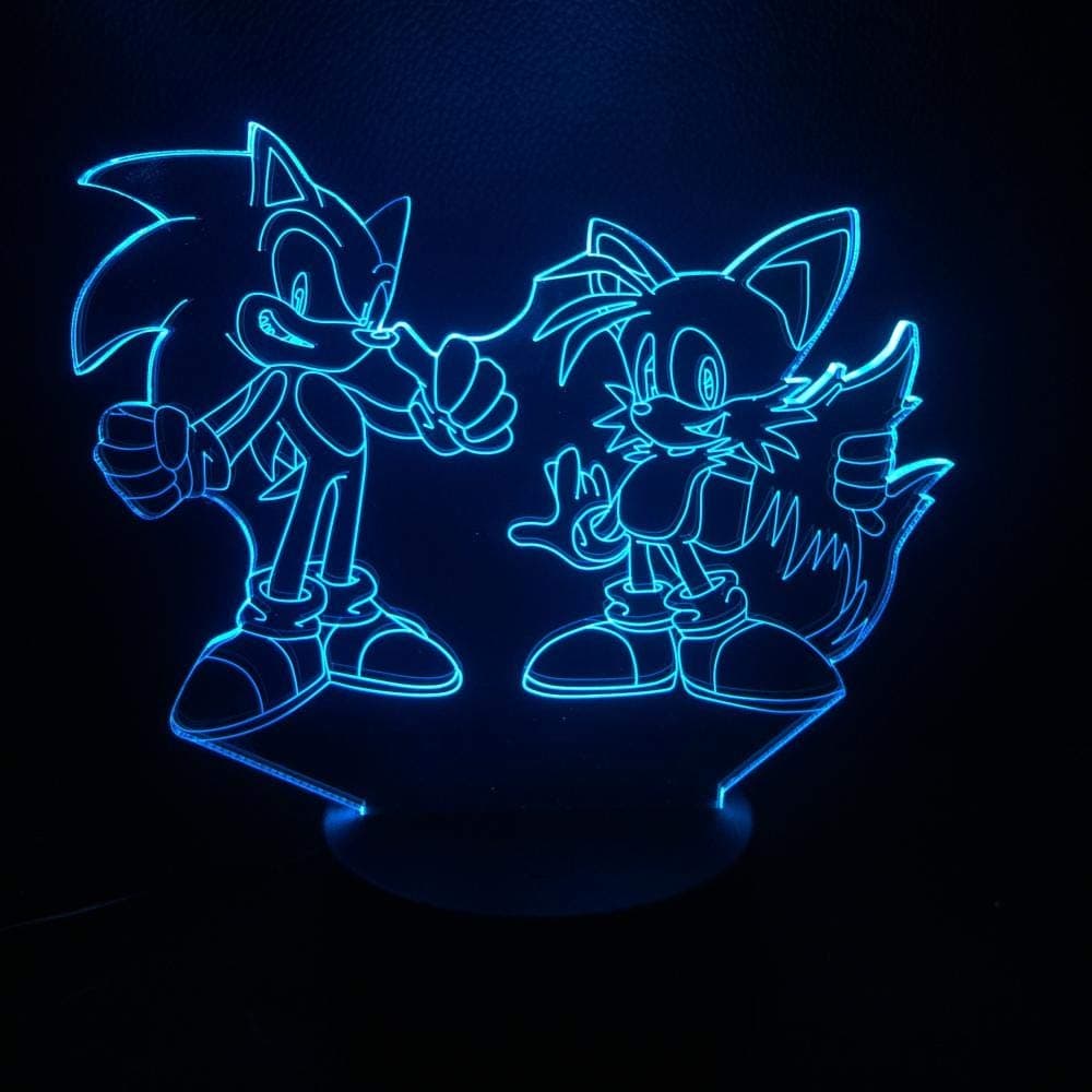 7 Colors - Sonic，3D Night Light，Sleep Light USB Power，Led Flash，Children's Room Decoration，Birthday Halloween Christmas Gift